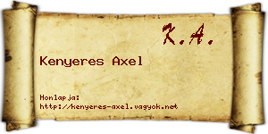Kenyeres Axel névjegykártya